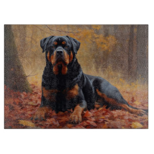 Rottweiler in Autumn Leaves Fall Inspire Cutting Board
