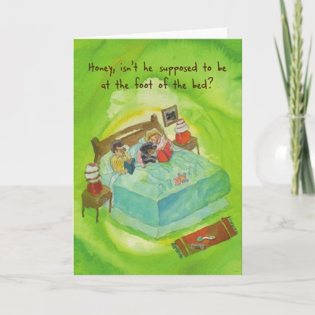 Rottweiler in Bed - Funny Birthday Card (Front)