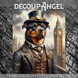 Rottweiler in London - Decoupage - Tissue Paper