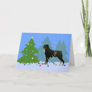 Rottweiler in the Christmas Forest Holiday Card