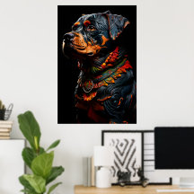 Rottweiler in Warrior Ceremonial Attire