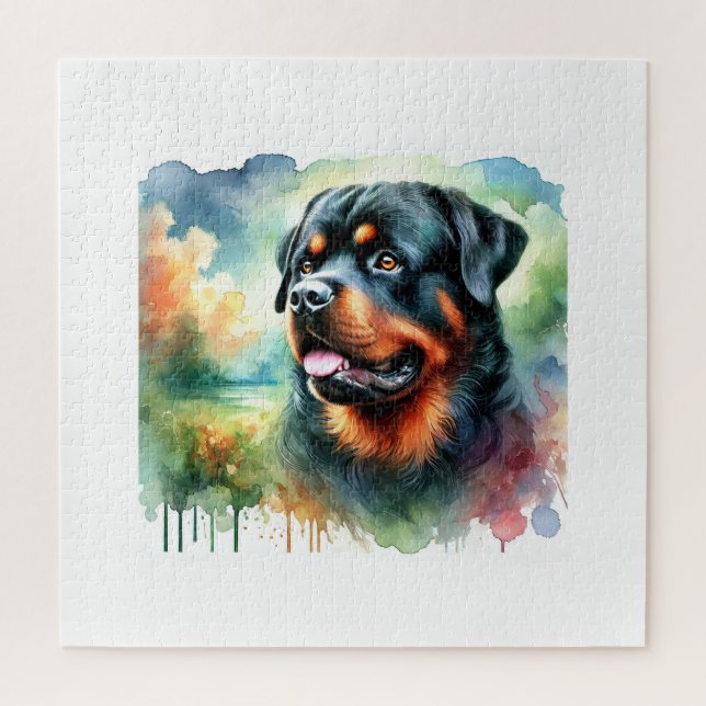 Rottweiler in watercolor 241024AREF144 - Watercolo Jigsaw Puzzle (Vertical)