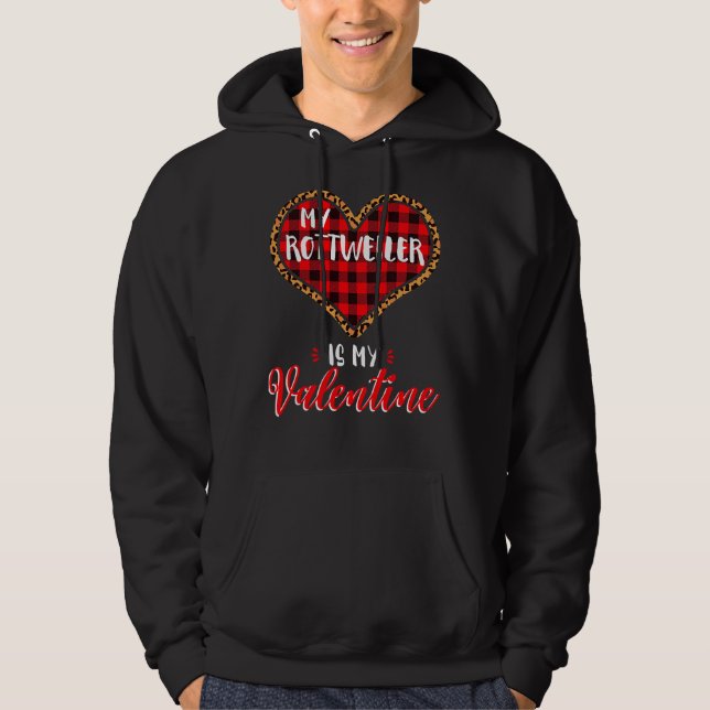 Rottweiler Is My Valentine Heart Dog Leopard Buffa Hoodie (Front)