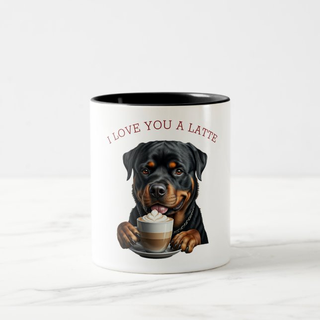 Rottweiler Latte Two-Tone Coffee Mug (Center)