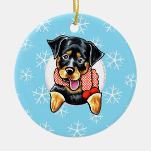 Rottweiler Let it Snow Ceramic Tree Decoration