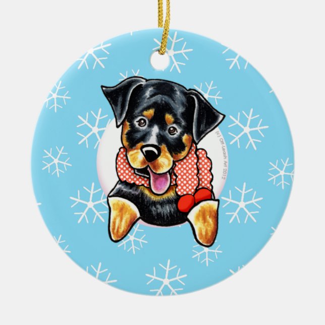 Rottweiler Let it Snow Ceramic Tree Decoration (Front)