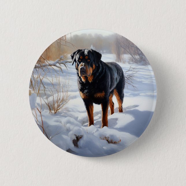 Rottweiler Let It Snow Christmas 6 Cm Round Badge (Front)