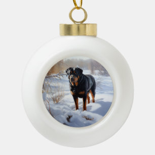 Rottweiler Let It Snow Christmas Ceramic Ball Christmas Ornament