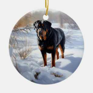 Rottweiler Let It Snow Christmas Ceramic Tree Decoration