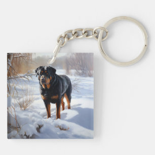 Rottweiler Let It Snow Christmas Key Ring