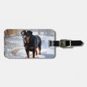 Rottweiler Let It Snow Christmas Luggage Tag