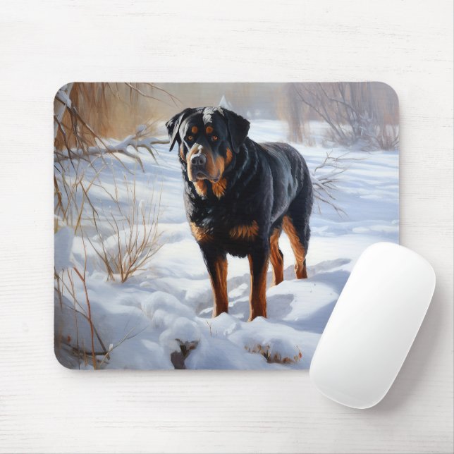 Rottweiler Let It Snow Christmas Mouse Mat (With Mouse)