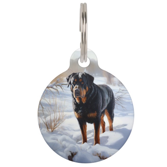 Rottweiler Let It Snow Christmas Pet Tag (Front)