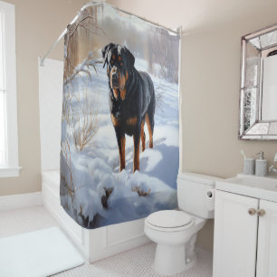 Rottweiler Let It Snow Christmas Shower Curtain
