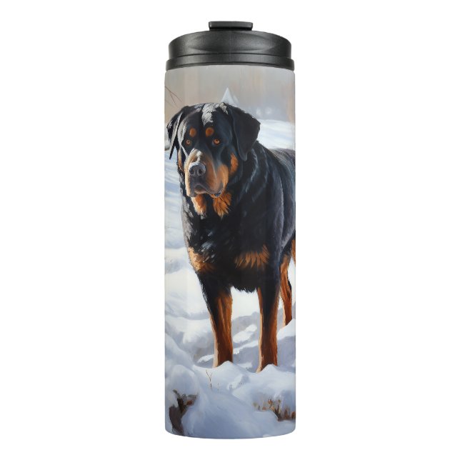 Rottweiler Let It Snow Christmas Thermal Tumbler (Front)