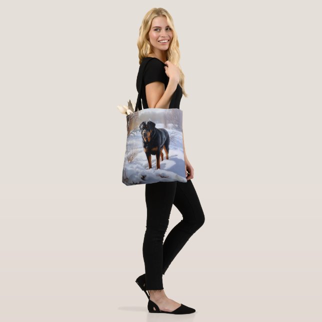Rottweiler Let It Snow Christmas Tote Bag (On Model)