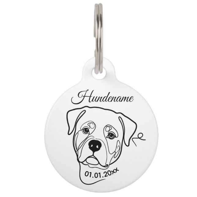 Rottweiler Line Art Personalized Tag (Front)