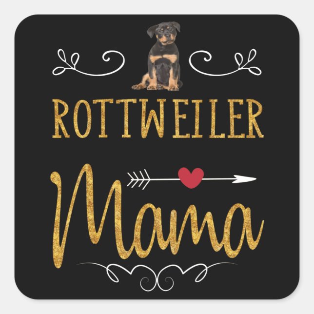 Rottweiler love mama square sticker (Front)