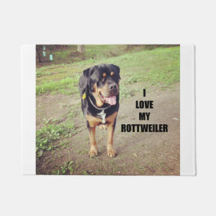 rottweiler love w pic tan doormat