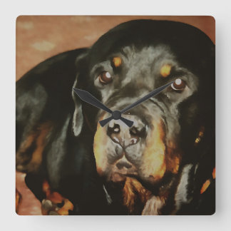 Rottweiler Lover Pet Portrait Square Wall Clock