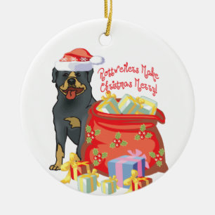 Rottweiler Merry Christmas Ceramic Tree Decoration