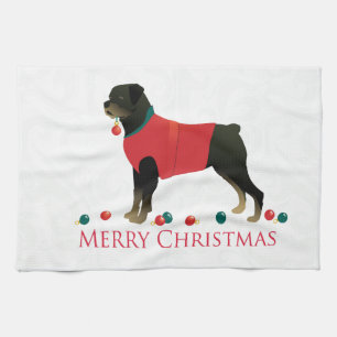 Rottweiler Merry Christmas Design Tea Towel