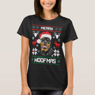 Rottweiler Merry Woofmas Santa Hat Christmas Dog C T-Shirt