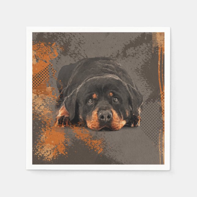 Rottweiler  - Metzgerhund Digital Art Napkin (Front)