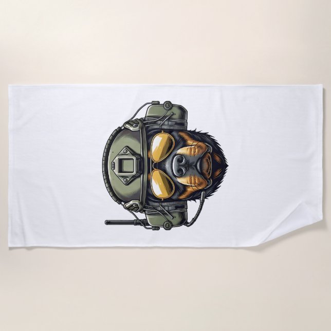 Rottweiler Military Design Beach Towel (Front)