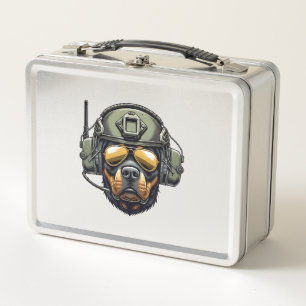 Rottweiler Military Design Metal Lunch Box
