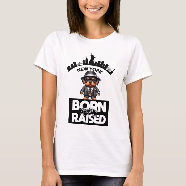 Rottweiler Mobster New York Born And Raised T-Shirt (Front)