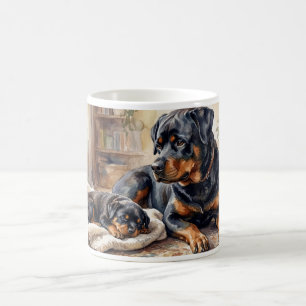 Rottweiler Mom & Puppy Mug – Cozy Dog Lover Gift