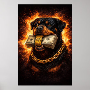 Rottweiler Money Heat   Street Luxury Dog Poster
