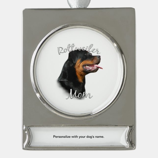 Rottweiler Mum 2 Silver Plated Banner Ornament (Front)