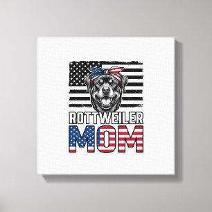 Rottweiler Mum Patriotic Vintage Dog Shirt Design_ Canvas Print