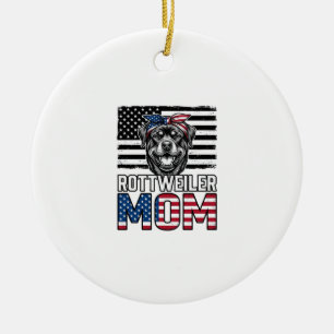 Rottweiler Mum Patriotic Vintage Dog Shirt Design_ Ceramic Tree Decoration