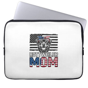 Rottweiler Mum Patriotic Vintage Dog Shirt Design_ Laptop Sleeve