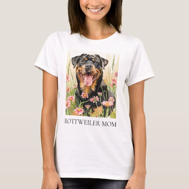 Rottweiler Mum T-Shirt – Watercolor Dog Gift (Front)