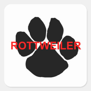 rottweiler name paw square sticker