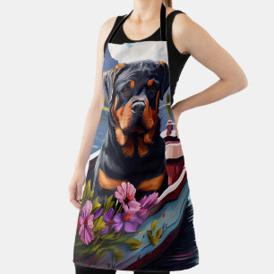 Rottweiler on a Paddle: A Scenic Adventure Apron