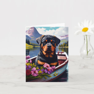 Rottweiler on a Paddle: A Scenic Adventure Card