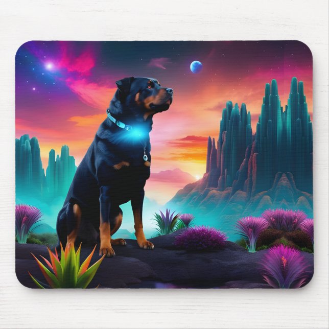 Rottweiler on an Alien World Mouse Mat (Front)