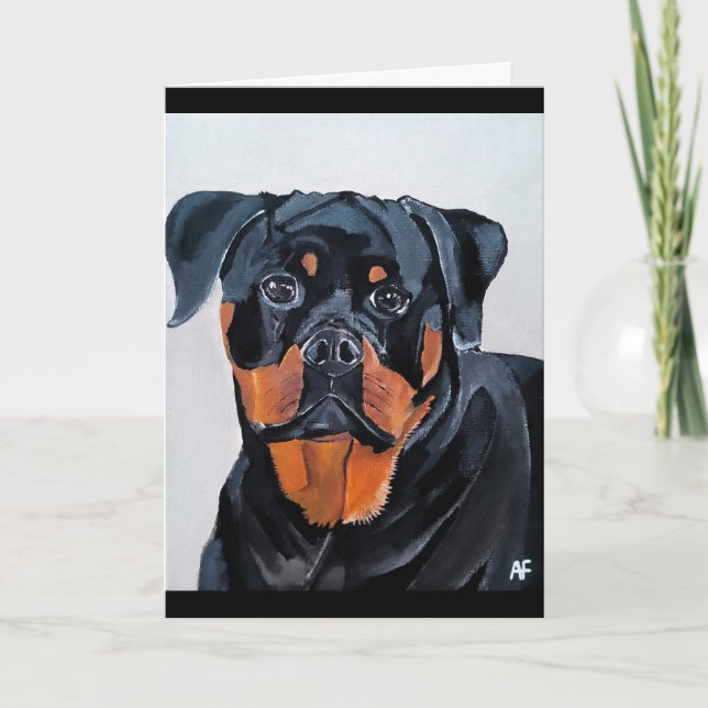 Rottweiler Painting by Alfred Fox Card (Front)