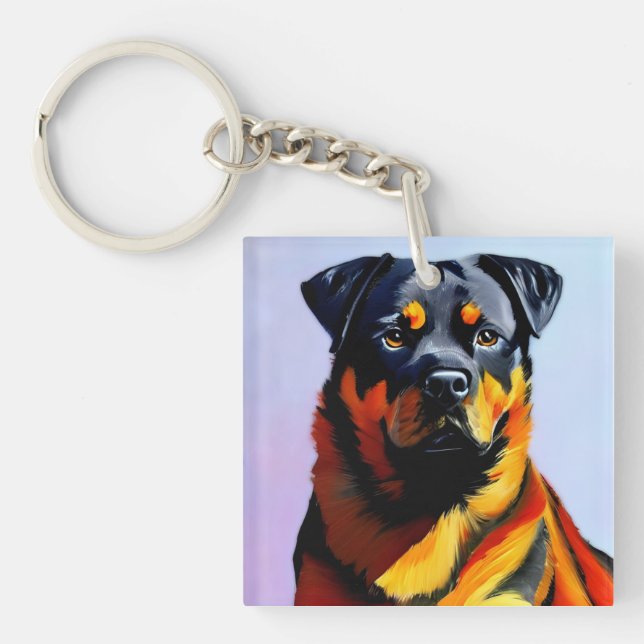 Rottweiler painting key ring (Front)
