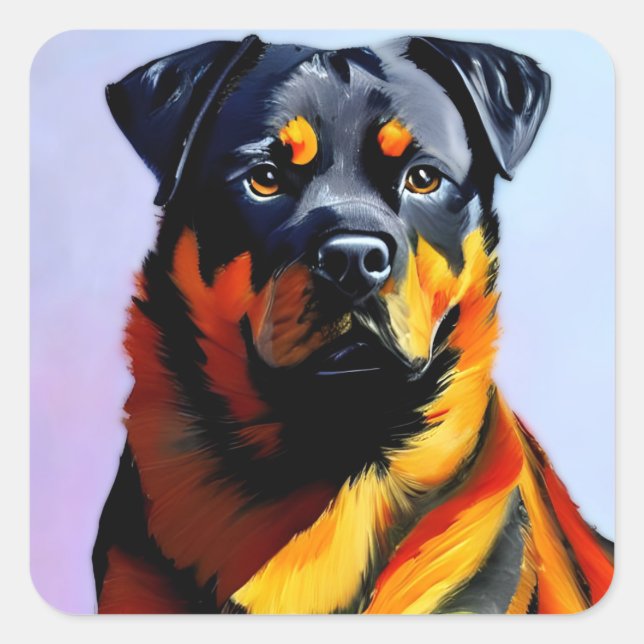 Rottweiler painting square sticker (Front)