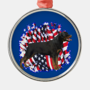 Rottweiler Patriot Metal Tree Decoration