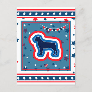 Rottweiler Patriotic Red White And Blue 4th July Holiday Postcard
