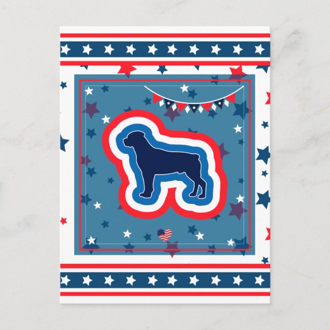 Rottweiler Patriotic Red White And Blue 4th July Holiday Postcard (Front)