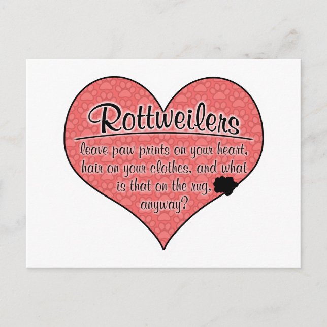 Rottweiler Paw Prints Dog Humour Postcard (Front)