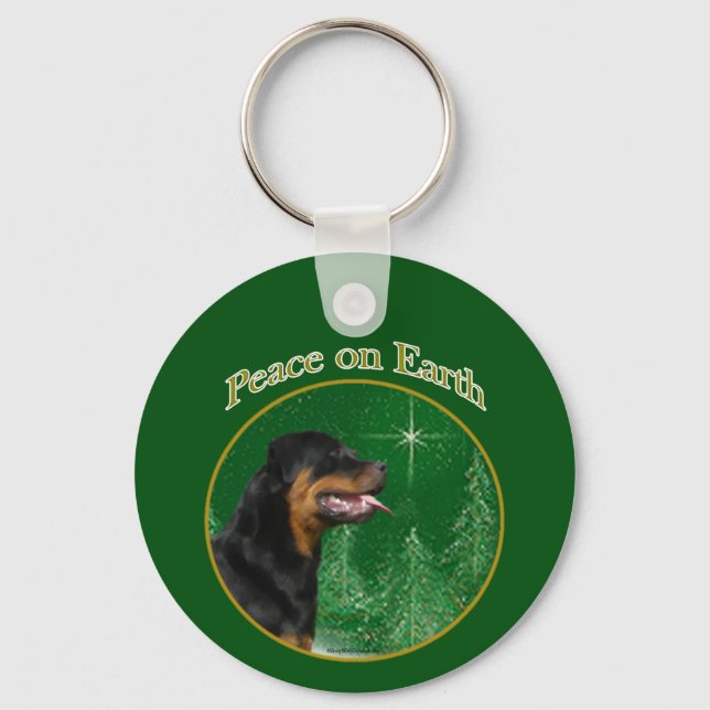 Rottweiler Peace Key Ring (Front)